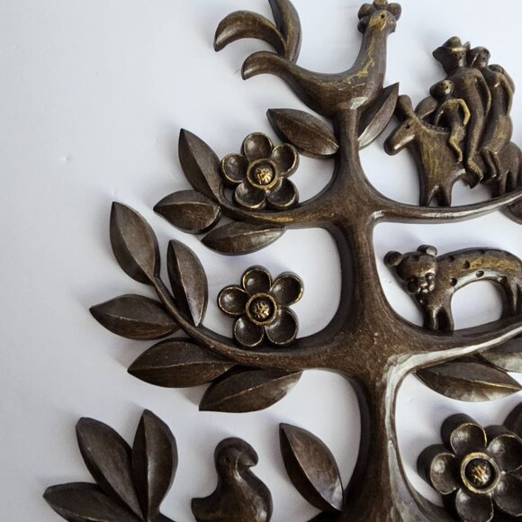 Vintage Homeco Tree of Life Wall Decor – Pair of Mid-Century Syroco Style Plaque - Picture 11 of 16